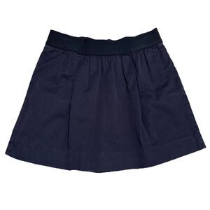 J.Crew Skirt 2 Navy Blue Pull On Cotton Elastic Band Pockets Womens Uniform